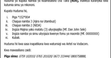 Jinsi Ya Kupata Namba Ya NIDA Kwa Simu 2025