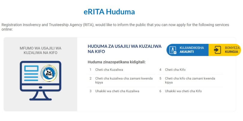 Jinsi ya Kuhakiki Cheti cha Kuzaliwa Kupitia eRITA Mtandaoni