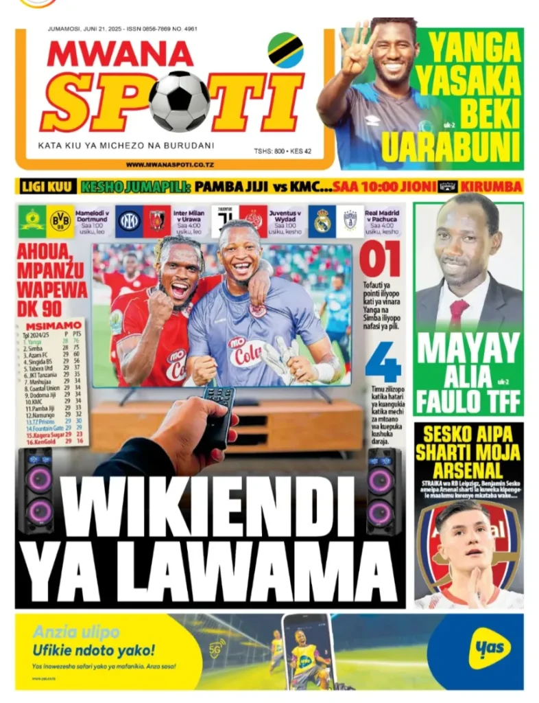 Magazeti ya Leo Tanzania Jumamosi – Juni 21, 2025 2 Magazeti ya Tanzania Leo Jumamosi – Habari Kubwa Juni 21, 2025