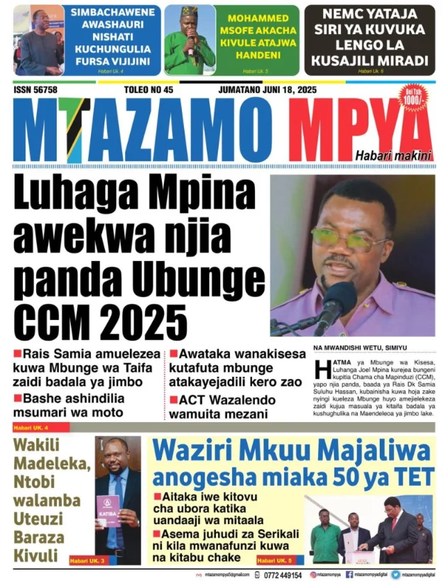 Magazeti ya Leo Tanzania – Jumatano Juni 18, 2025 19 18 1