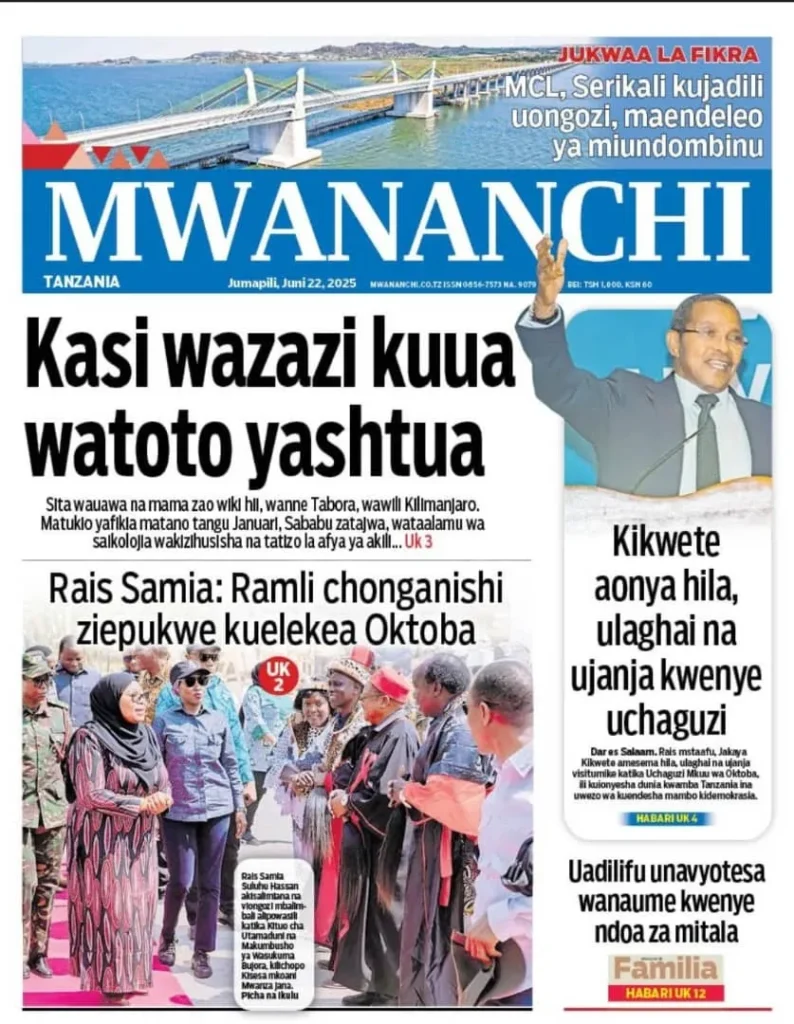 Habari Kuu Magazetini Leo Tanzania – Jumapili, 22 Juni 2025