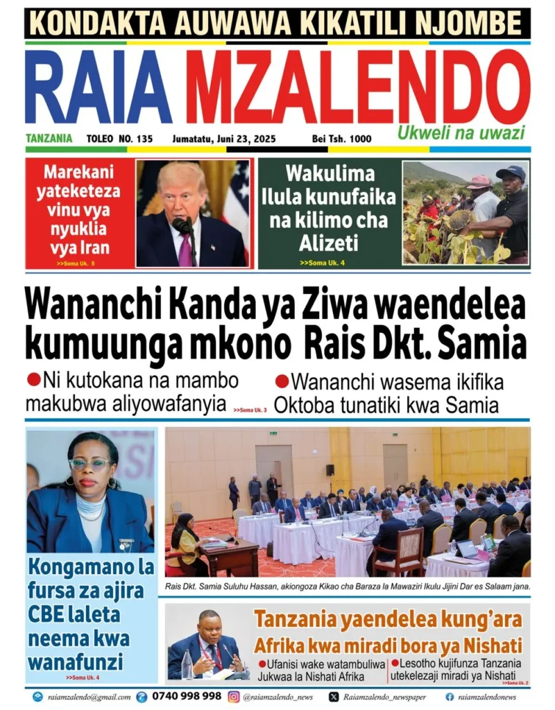 Magazeti ya Leo Tanzania Jumatatu Juni 23, 2025 21 20 5