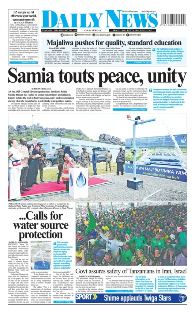 Magazeti ya Leo Tanzania Jumamosi – Juni 21, 2025 26 25 3