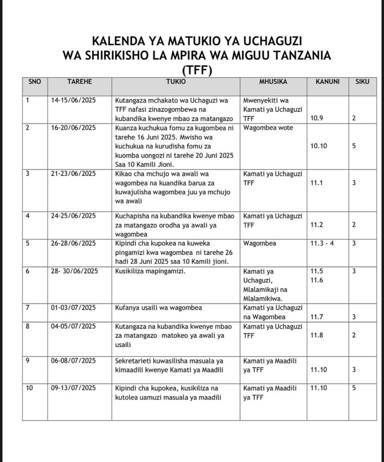 TFF Yatangaza Uchaguzi Mkuu 2025: Nafasi za Uongozi 2 TFF Yatangaza Uchaguzi Mkuu 2025