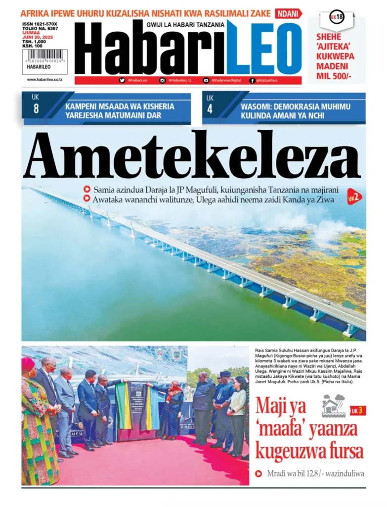 Magazeti ya Leo Tanzania Ijumaa – Juni 20, 2025 4 4 3