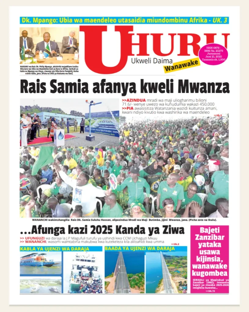 Magazeti ya Leo Tanzania Jumamosi – Juni 21, 2025 9 8 4