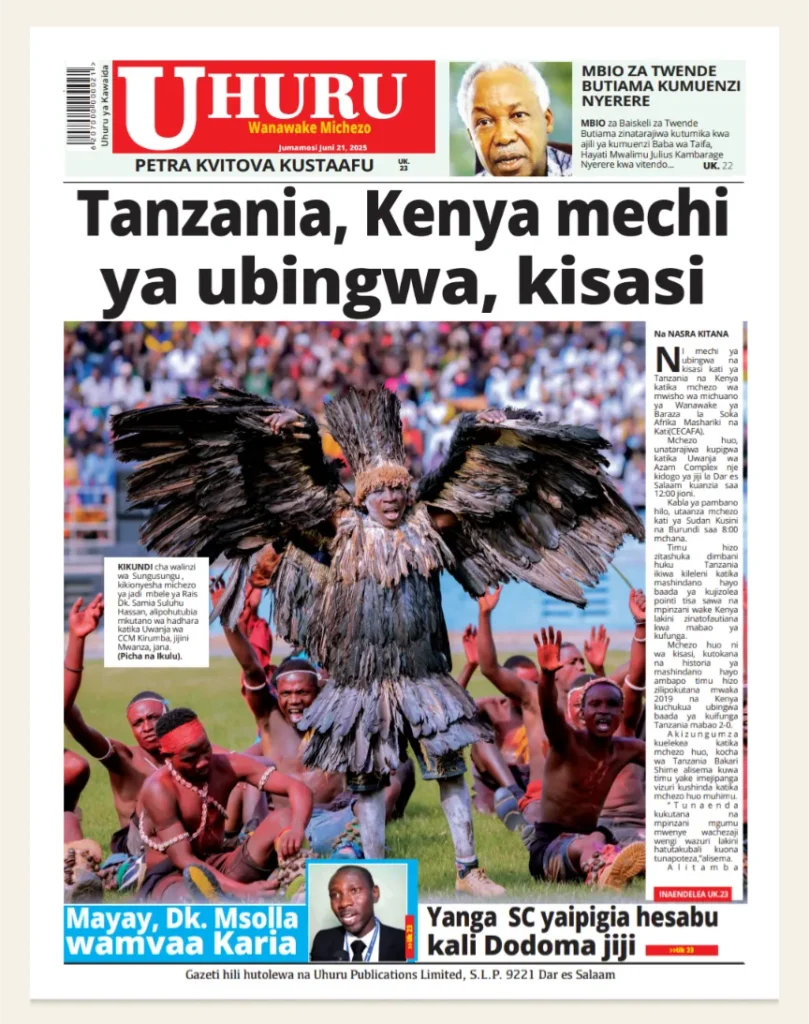 Magazeti ya Leo Tanzania Jumamosi – Juni 21, 2025 10 9 4