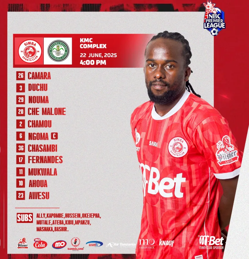Kikosi cha Simba SC Dhidi ya Kagera Sugar Leo 22 Juni 2025 2 KIKOSI cha Simba SC Leo vs Kagera Sugar