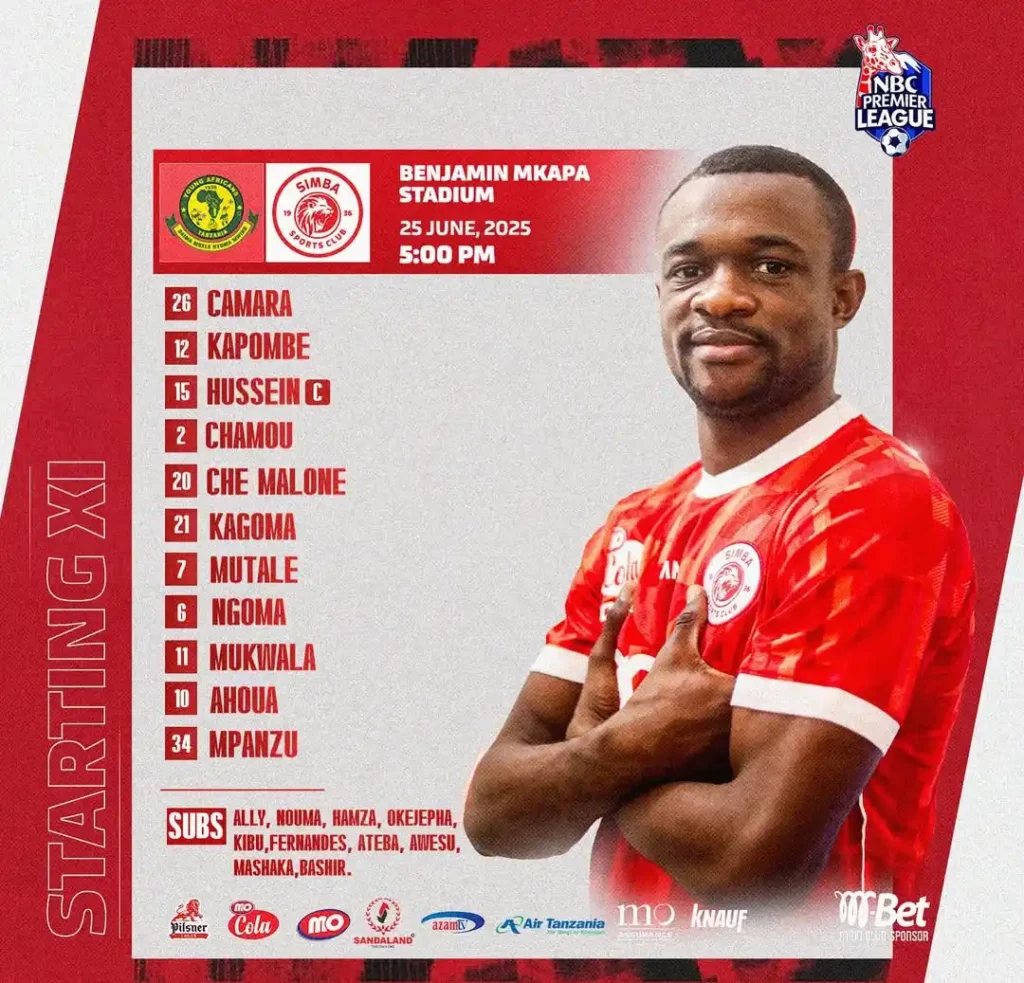 KIKOSI Cha Simba vs Yanga Leo 25 June 2025 1 Kikosi cha simba kinachoanza dhidi ya Yanga Leo