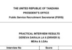 MATOKEO ya Usaili wa Vitendo Dereva Daraja la II MDAs & LGAs, Juni 2025