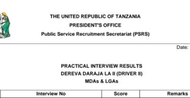 MATOKEO ya Usaili wa Vitendo Dereva Daraja la II MDAs & LGAs, Juni 2025