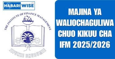 Majina Ya Waliochaguliwa IFM: Selected Applicants 2025-26 EMS