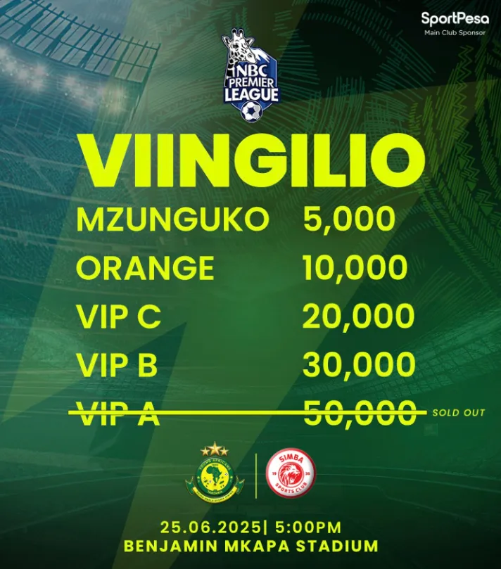 Viingilio Mechi ya Yanga vs Simba – 25 Juni 2025 2 VIINGILIO Yanga vs Simba 25 June 2025