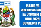 Majina ya Walioitwa Kazini na Utumishi 01 Julai 2025: Download PDF