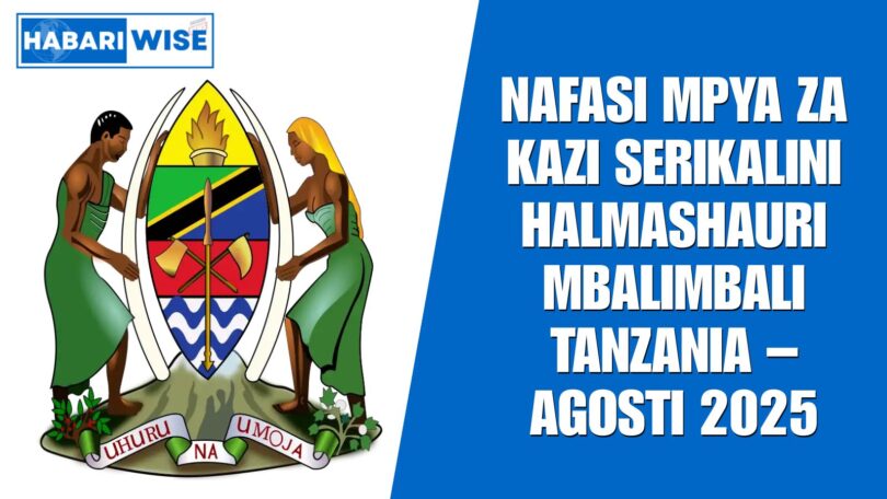 Nafasi Mpya za Kazi Serikalini Halmashauri Mbalimbali Tanzania – Agosti 2025