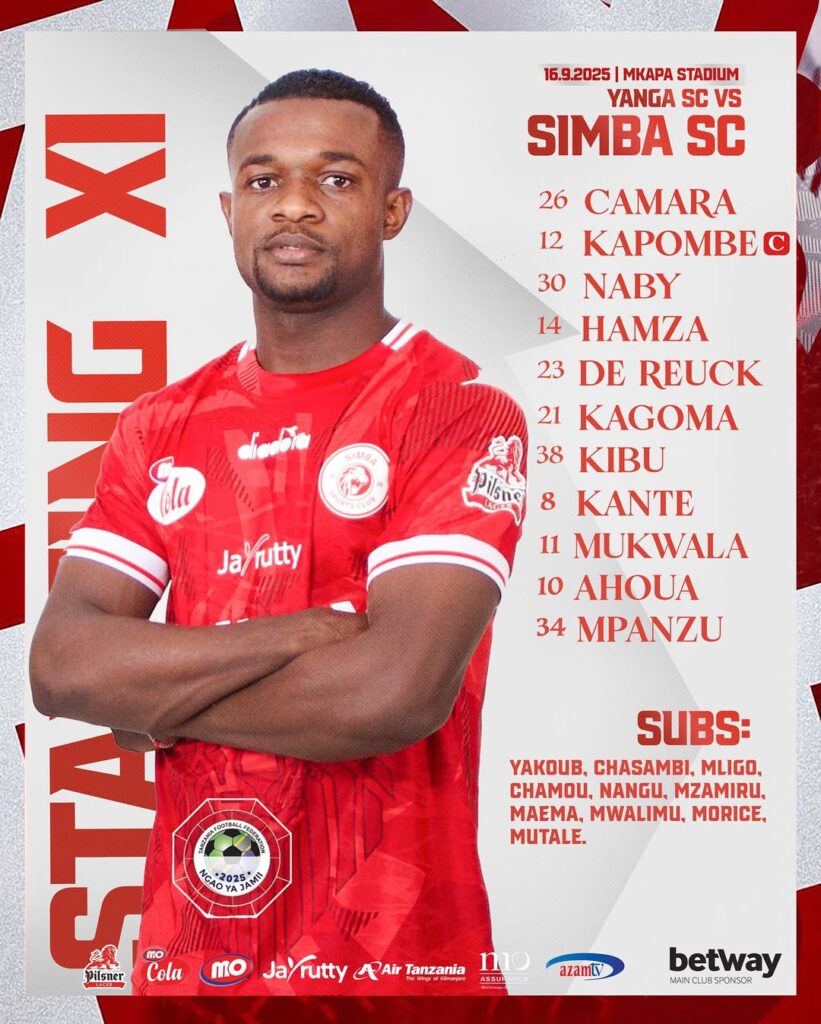 Kikosi cha Simba Vs Yanga Leo, Fainali Ngao ya Jamii 16/09/2025 1 Kikosi cha Simba Vs Yanga Leo Ngao ya Jamii