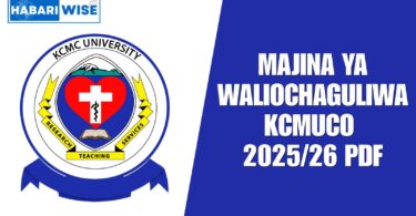 Majina ya Waliochaguliwa KCMUCo 2025/26 PDF