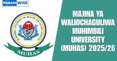 Majina ya Waliochaguliwa Muhimbili University (MUHAS) 2025/26