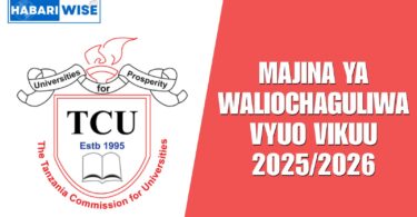 Majina ya Waliochaguliwa Vyuo Vikuu 2025/2026