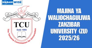 Majina ya Waliochaguliwa Zanzibar University (ZU) 2025/26 PDF